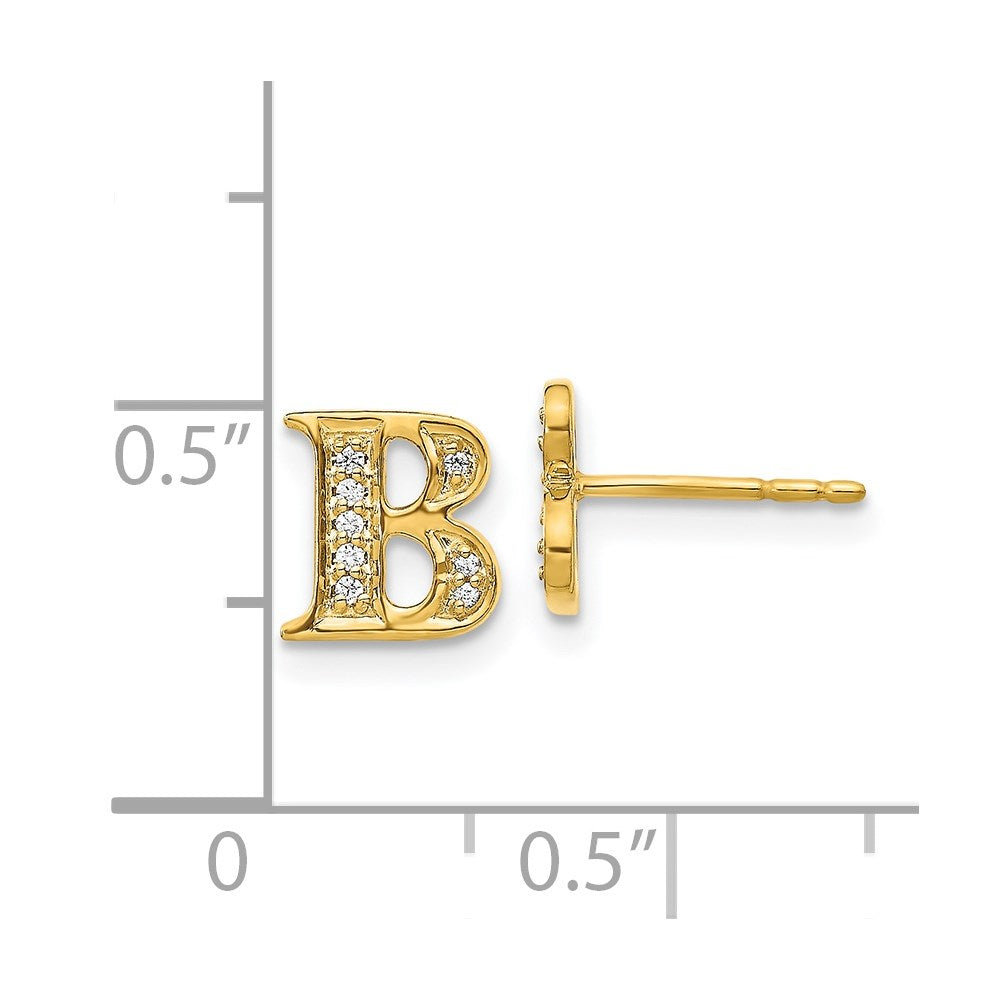 14k Diamond Initial B Post Earrings