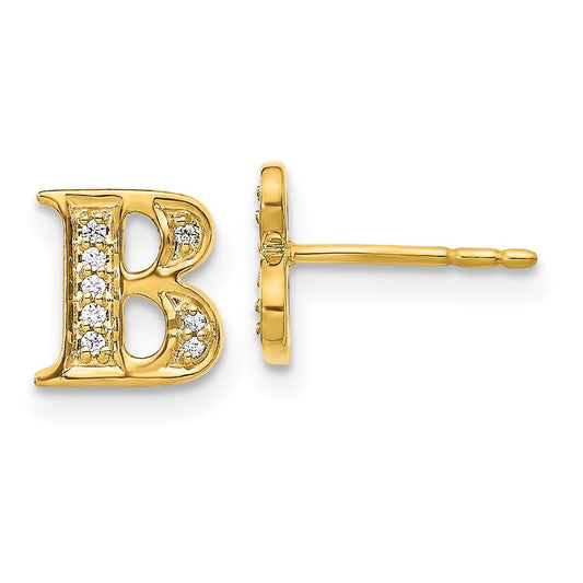 14k Diamond Initial B Post Earrings