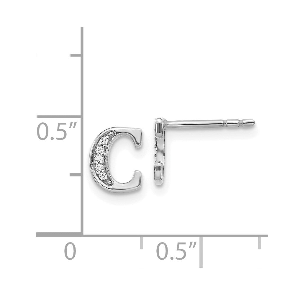 14k White Gold Diamond Initial C Post Earrings