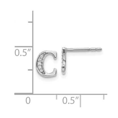 14k White Gold Diamond Initial C Post Earrings