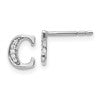 14k White Gold Diamond Initial C Post Earrings