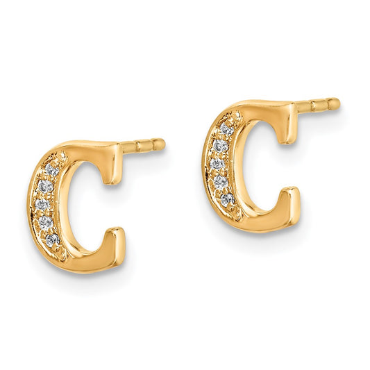 14k Diamond Initial C Post Earrings