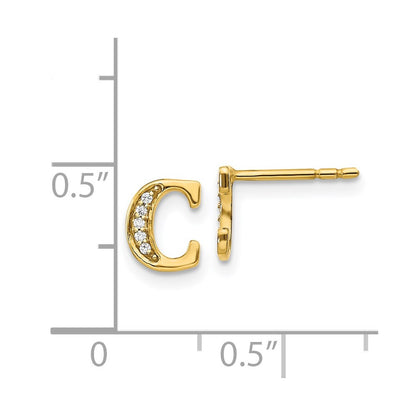14k Diamond Initial C Post Earrings