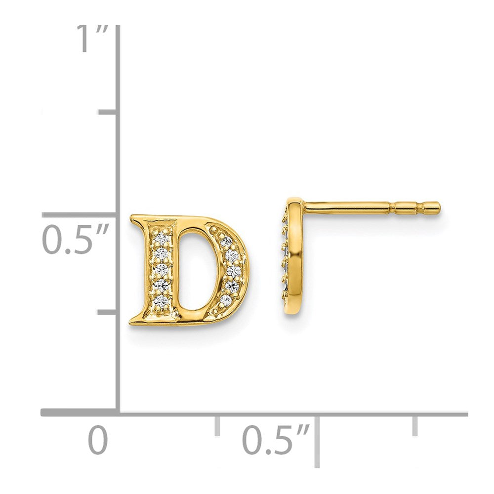 14k Diamond Initial D Post Earrings