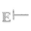 14k White Gold Diamond Initial E Post Earrings