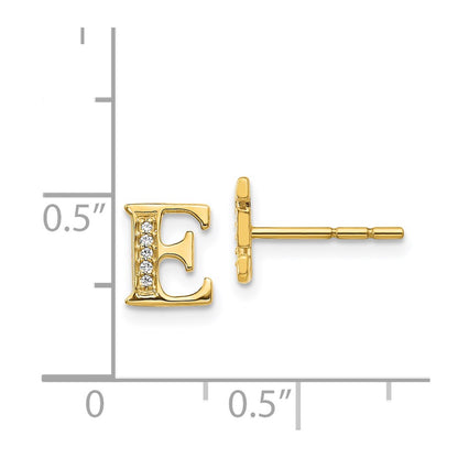 14k Diamond Initial E Post Earrings