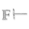 14k White Gold Diamond Initial F Post Earrings