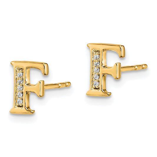 14k Diamond Initial F Post Earrings