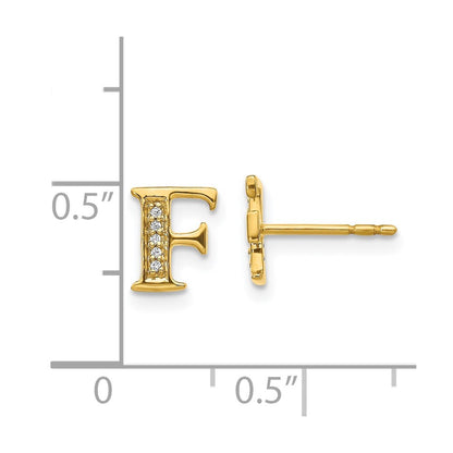 14k Diamond Initial F Post Earrings