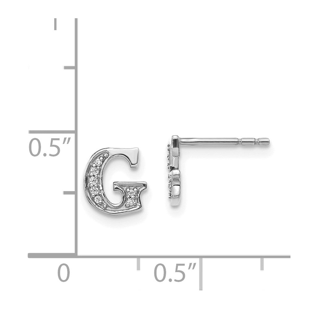 14k White Gold Diamond Initial G Post Earrings