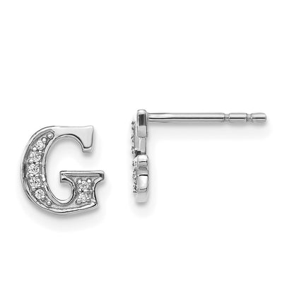 14k White Gold Diamond Initial G Post Earrings