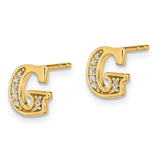 14k Diamond Initial G Post Earrings