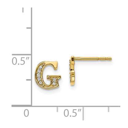 14k Diamond Initial G Post Earrings