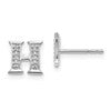 14k White Gold Diamond Initial H Post Earrings