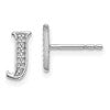 14k White Gold Diamond Initial J Post Earrings