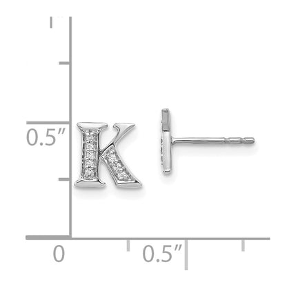 14k White Gold Diamond Initial K Post Earrings