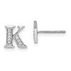 14k White Gold Diamond Initial K Post Earrings