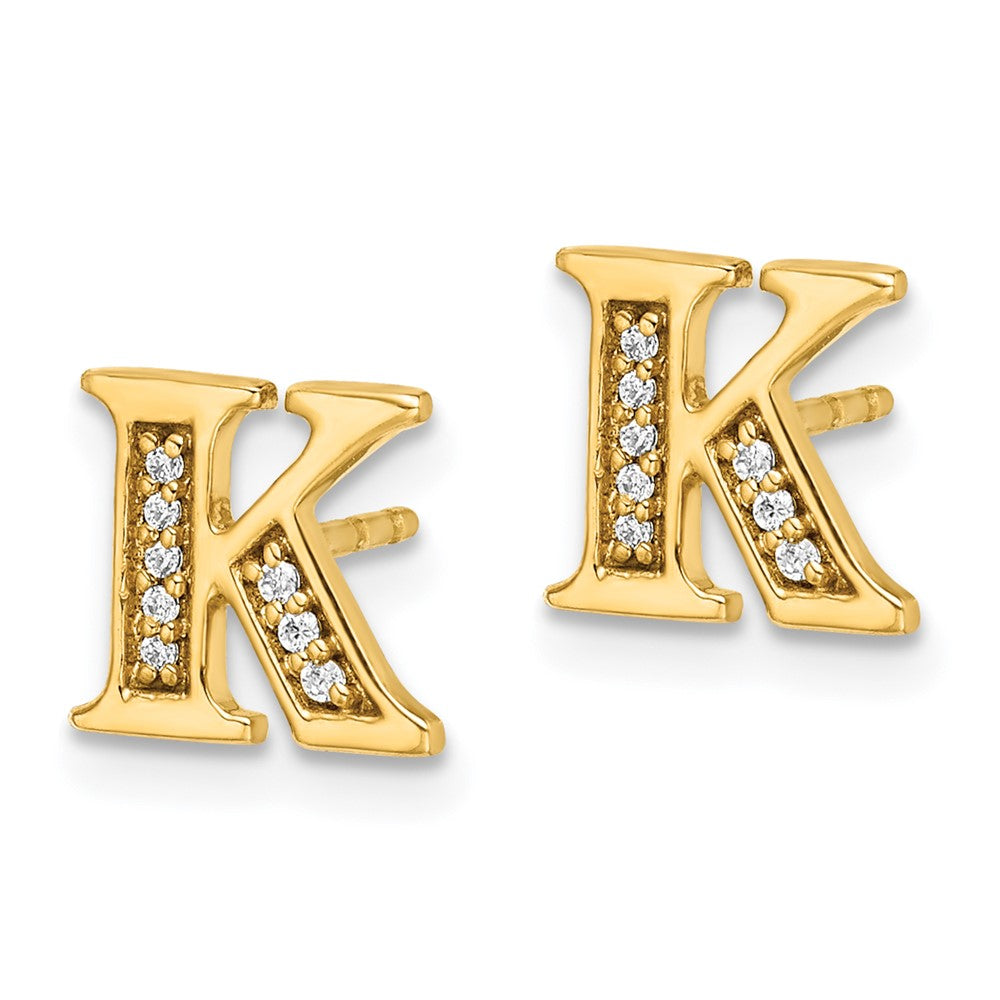 14k Diamond Initial K Post Earrings
