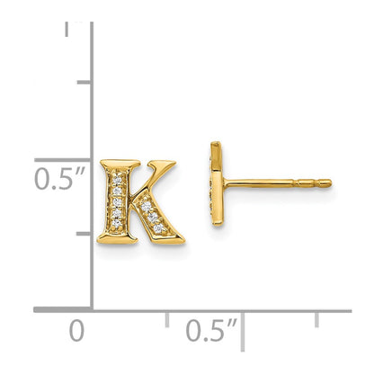 14k Diamond Initial K Post Earrings