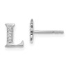 14k White Gold Diamond Initial L Post Earrings
