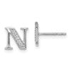 14k White Gold Diamond Initial N Post Earrings