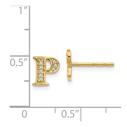 14k Diamond Initial P Post Earrings