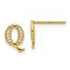 14k Diamond Initial Q Post Earrings