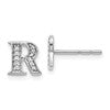 14k White Gold Diamond Initial R Post Earrings