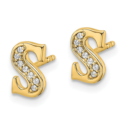 14k Diamond Initial S Post Earrings