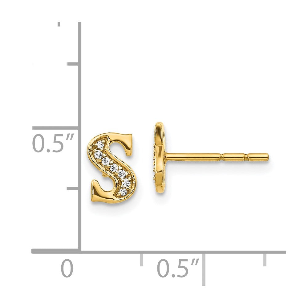 14k Diamond Initial S Post Earrings