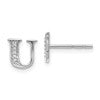 14k White Gold Diamond Initial U Post Earrings