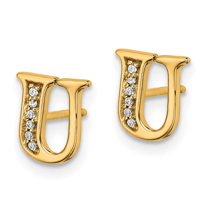 14k Diamond Initial U Post Earrings