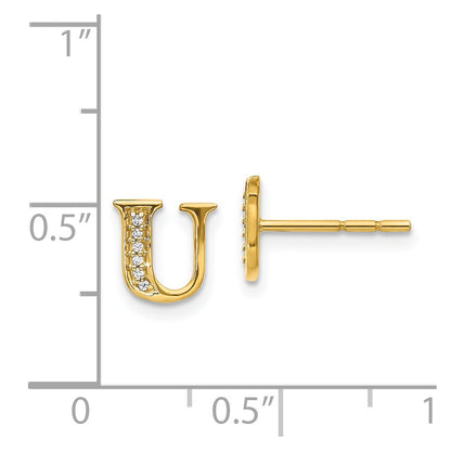 14k Diamond Initial U Post Earrings