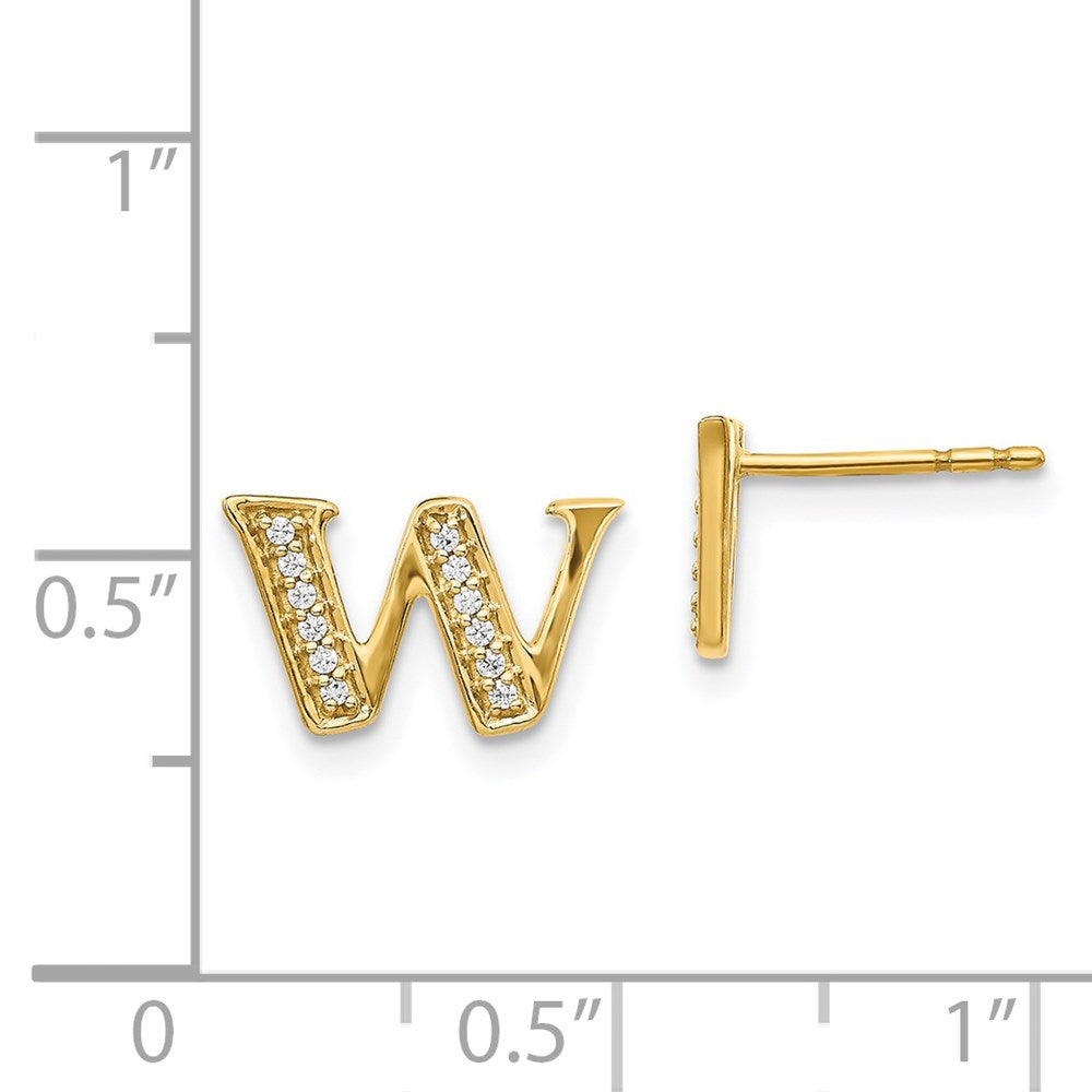 14k Diamond Initial W Post Earrings