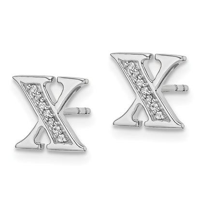 14k White Gold Diamond Initial X Post Earrings