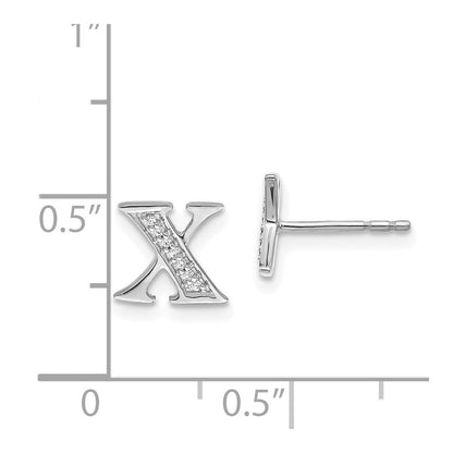 14k White Gold Diamond Initial X Post Earrings