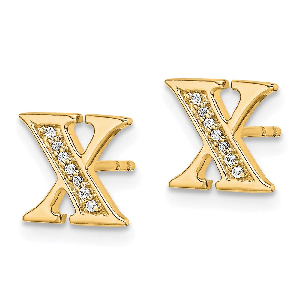 14k Diamond Initial X Post Earrings