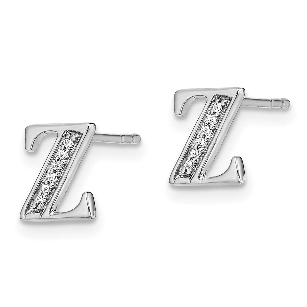 14k White Gold Diamond Initial Z Post Earrings