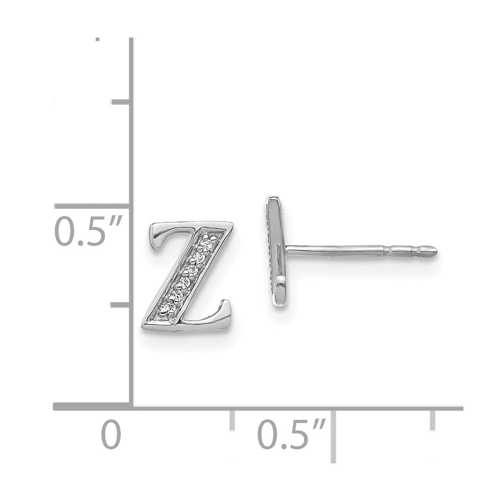14k White Gold Diamond Initial Z Post Earrings