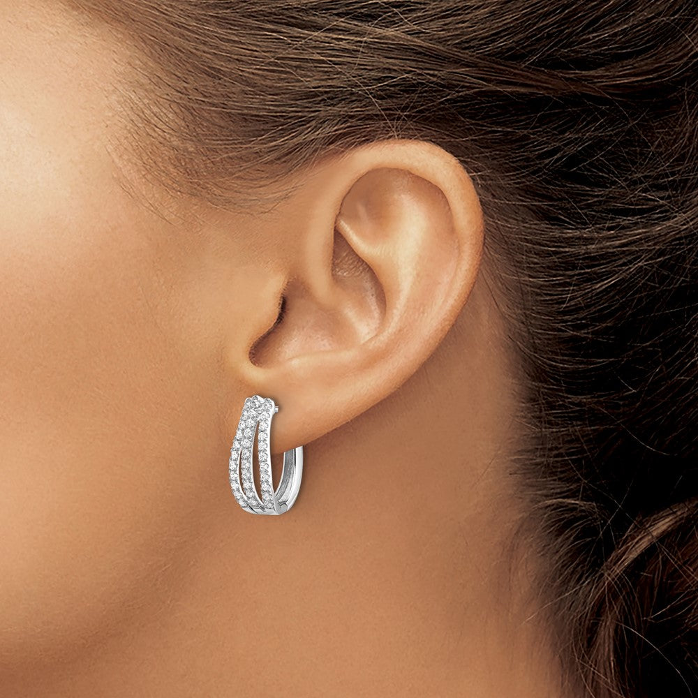14k White Gold 1 carat Lab Grown Diamond VS/SI+ G+ Complete Hinged Hoop Earrings