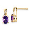 10k 7x5mm Oval February/ Amethyst and Diamond Post Earrings