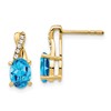 10k 7x5mm Oval December/ Blue Topaz and Diamond Post Earrings
