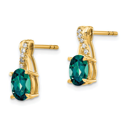 10k 7x5mm Oval June/ Lab-Created Alexandrite and Diamond Post Earrings