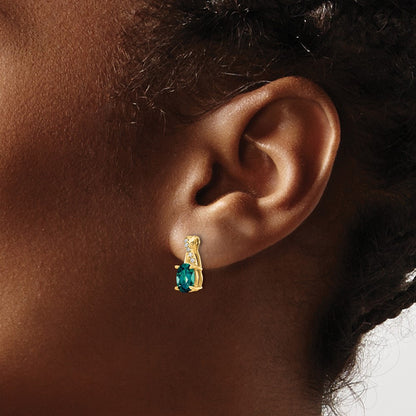 10k 7x5mm Oval June/ Lab-Created Alexandrite and Diamond Post Earrings