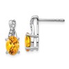 14k White Gold 7x5 Oval November/Citrine and Diamond Earrings