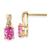 10k 7x5mm Oval October/ Lab-Created Pink Sapphire and Diamond Post Earrings