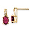 10k 7x5mm Oval July/ Lab-Created Ruby and Diamond Post Earrings