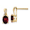 10k 7x5mm Oval January/ Garnet and Diamond Post Earrings
