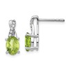 14k White Gold 7x5 Oval August/Peridot and Diamond Earrings