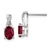 10k White Gold 7x5mm Oval Lab-Created Ruby and Diamond Post Earrings